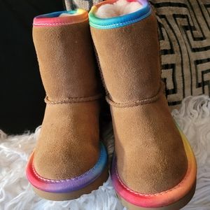 Uggs tan and rainbow infant size 6